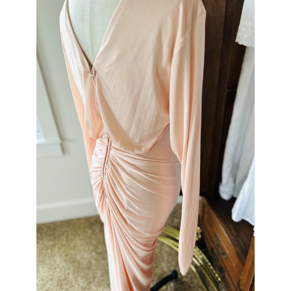 Vintage 70's Peach Draped Ruched Wrap Dress Size Small - Picture 8 of 8